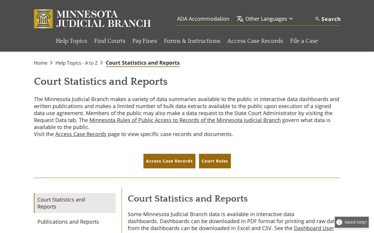 Mille Lacs County civil docket court statistics resource