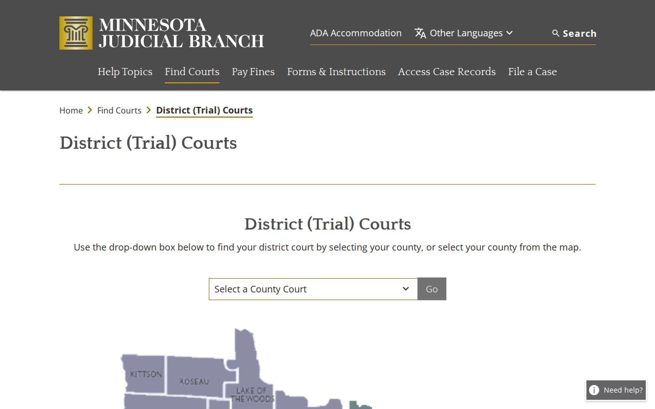 Mille Lacs County civil docket Minnesota district courts overview