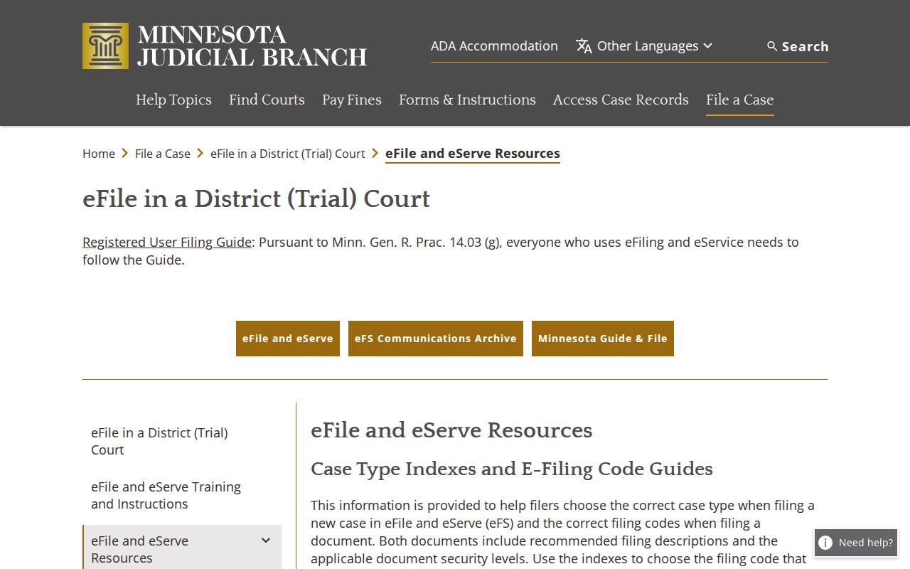 Mille Lacs County criminal docket eFile and eServe resource page