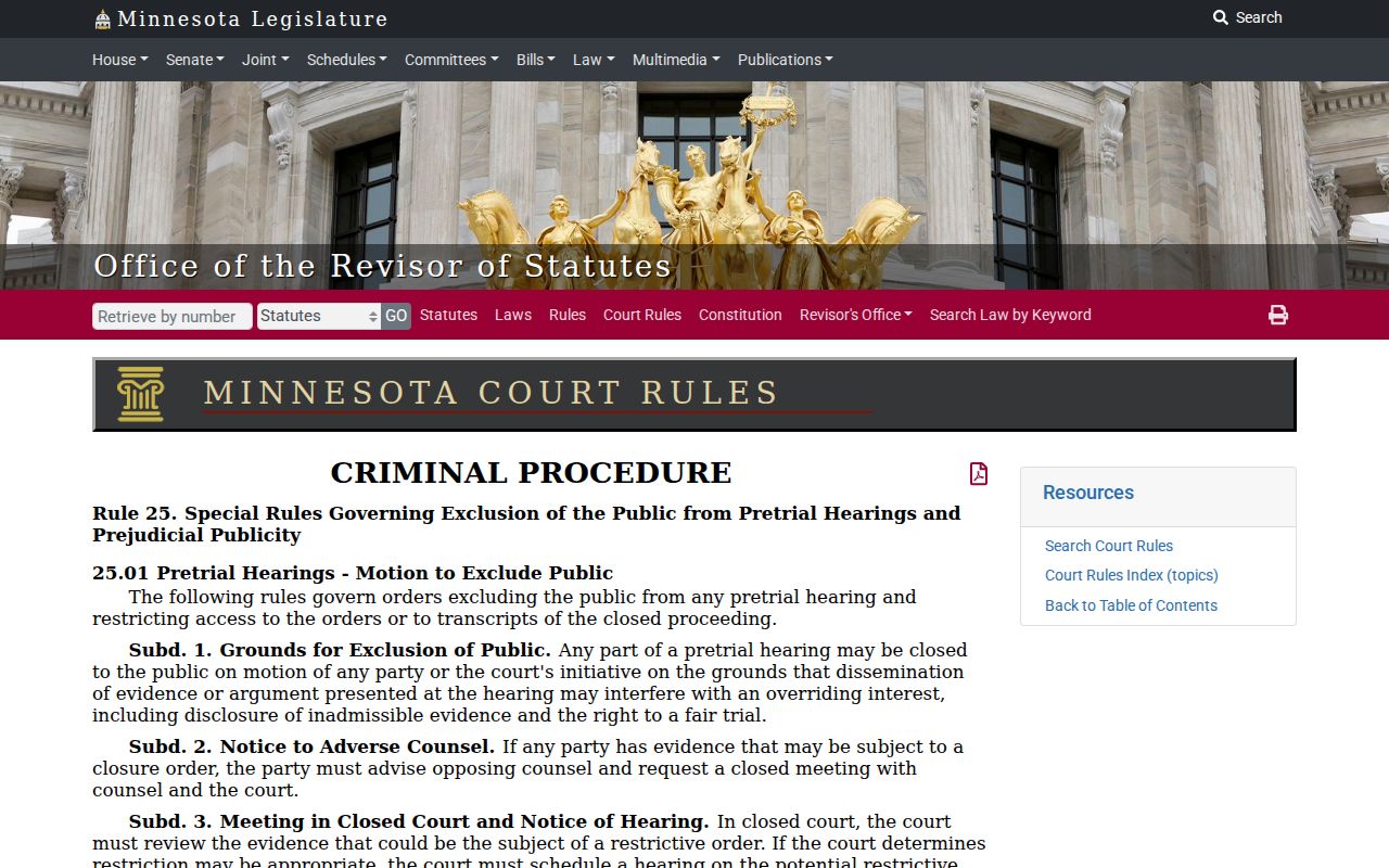 Mille Lacs County criminal docket Rule 25 access resource
