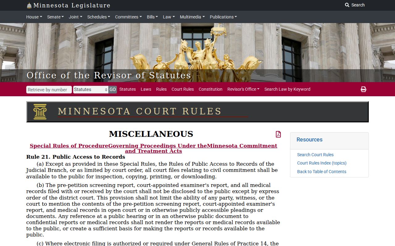 Mille Lacs County criminal docket special access rule resource