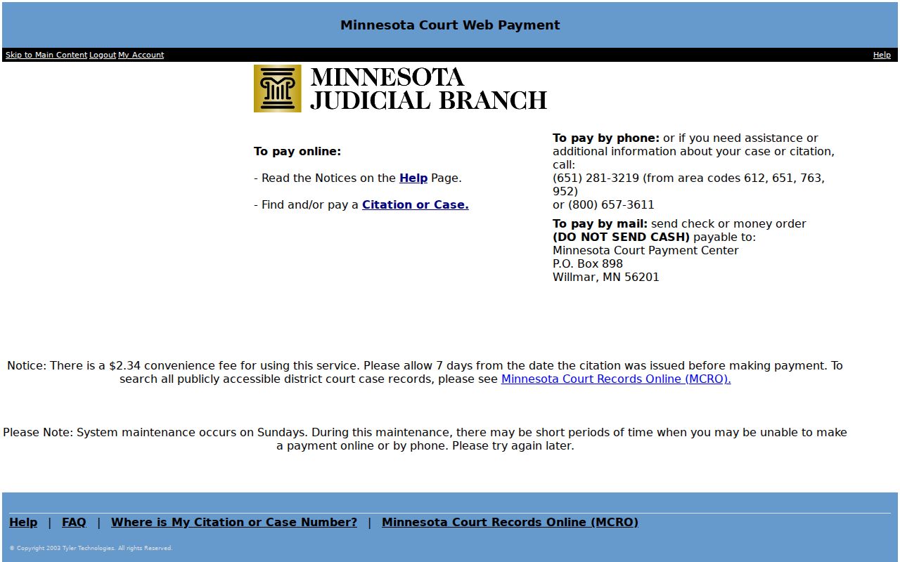 Mille Lacs County traffic court records Court WebPay portal