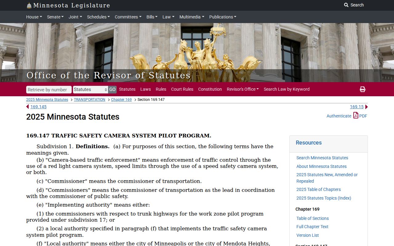 Mille Lacs County traffic court records Minnesota photo enforcement statute