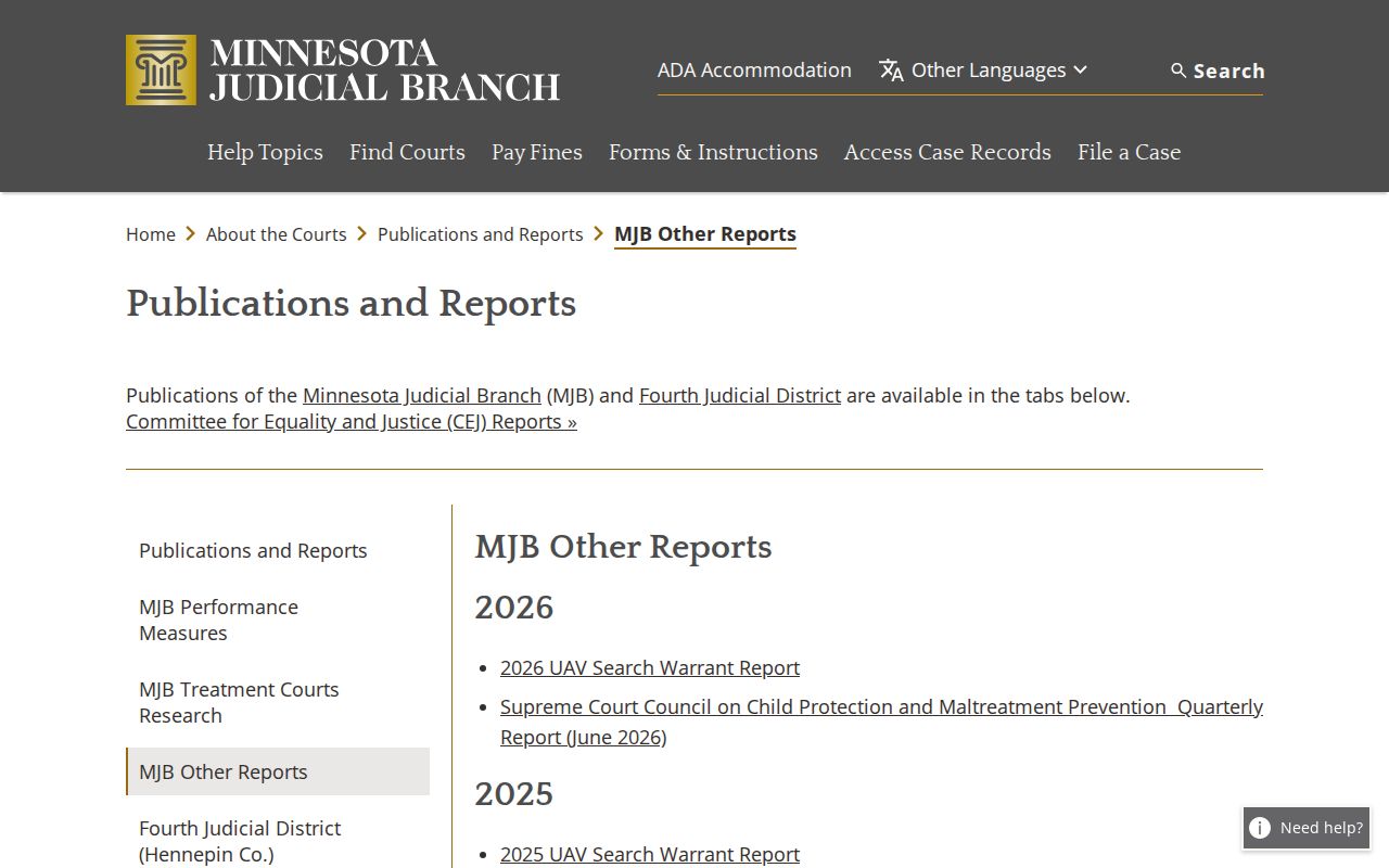 Mille Lacs County court docket technology and Minnesota Judicial Branch reports