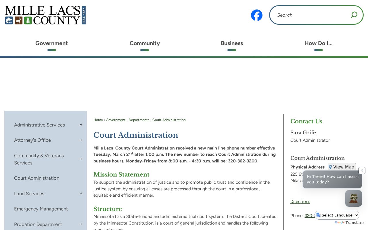 Mille Lacs County court records and Court Administration access information
